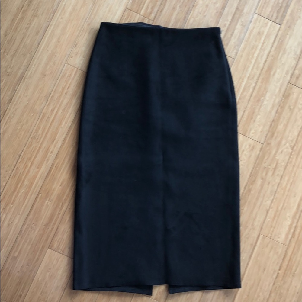 Barton Perreira Suede black pencil skirt